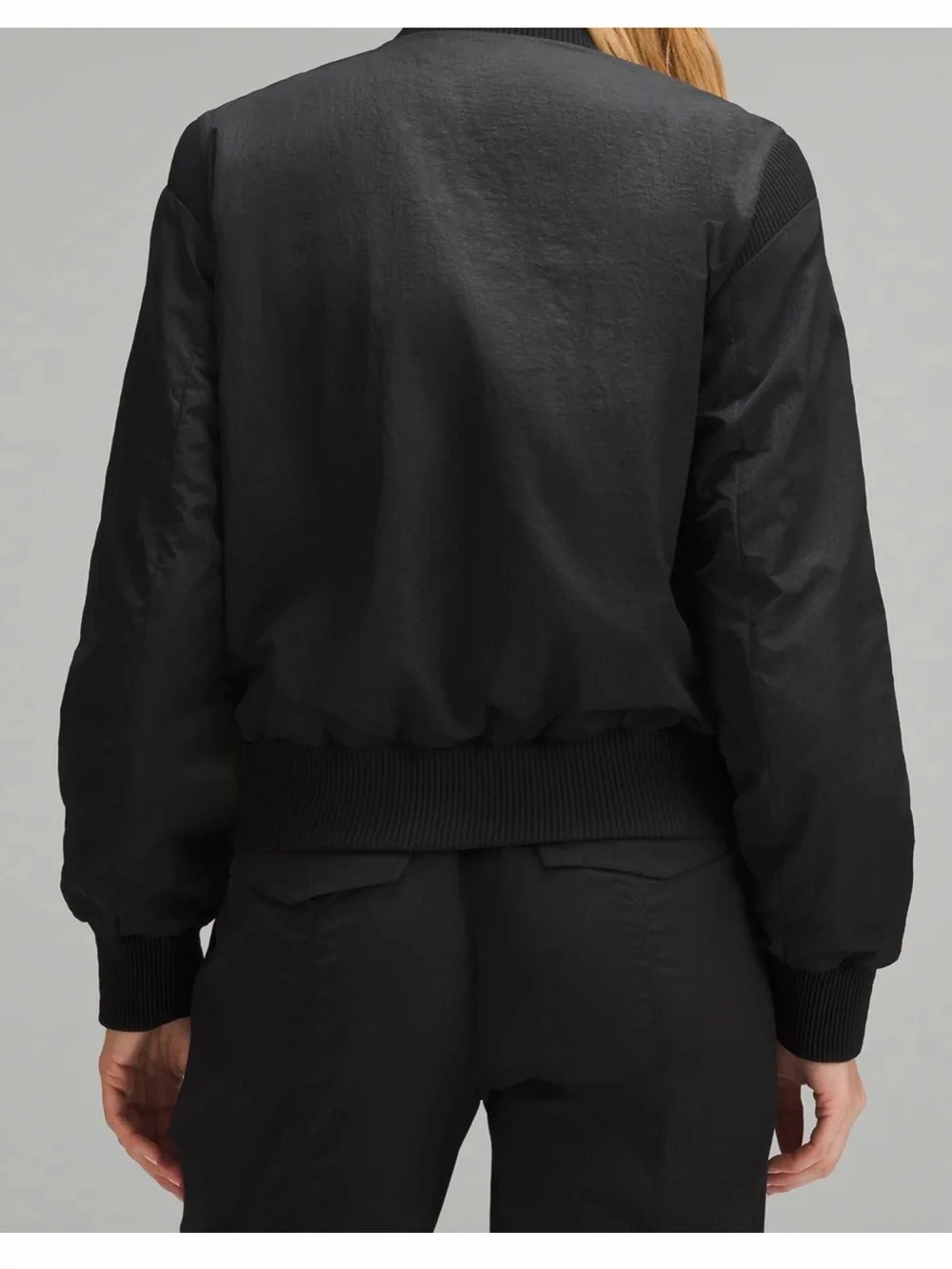 Lululemon Womens Black Bomber Jacket - Lightweight Zip Front